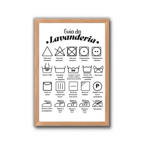 quadro decorativo guia para lavanderia moldura e vidro 30x40