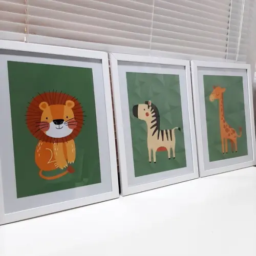 Quadro Decorativo Infanti Safari Zebra Leão Girafa 33x43cm