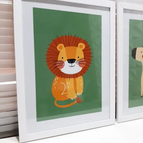 Quadro Decorativo Infanti Safari Zebra Leão Girafa 33x43cm