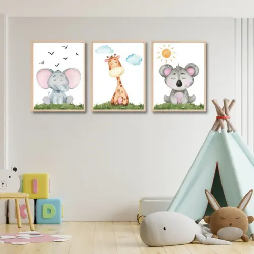 Quadro Decorativo Infantil Bebe Tema Safari 23x33 cm