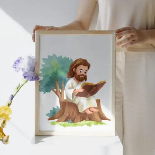 Quadro Decorativo Infantil Bíblico Quarto de Bebê com Vidro