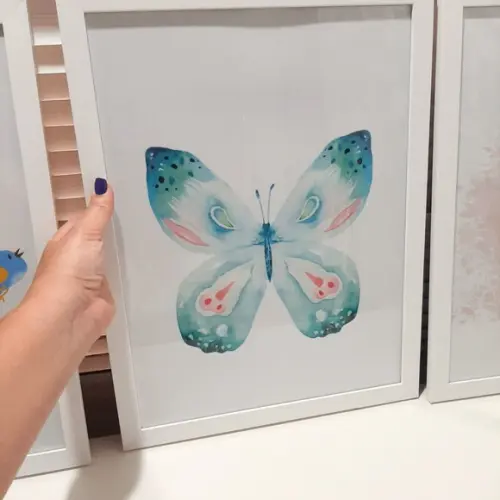 Quadro Decorativo Infantil Borboleta Passaros 33x43 cm
