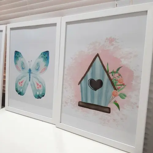 Quadro Decorativo Infantil Borboleta Passaros 33x43 cm