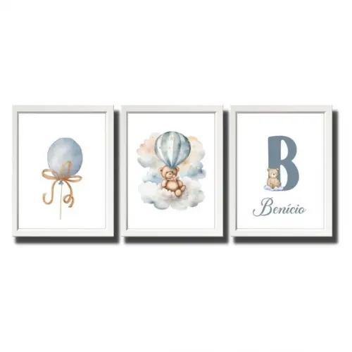 Quadro Decorativo Infantil com Moldura e Vidro 33x43cm