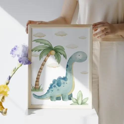 Quadro Decorativo Infantil Dino Personalizado Moldura/ Vidro