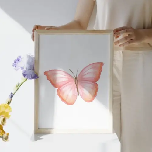 Quadro Decorativo Infantil Feminino Borboleta com Versículo