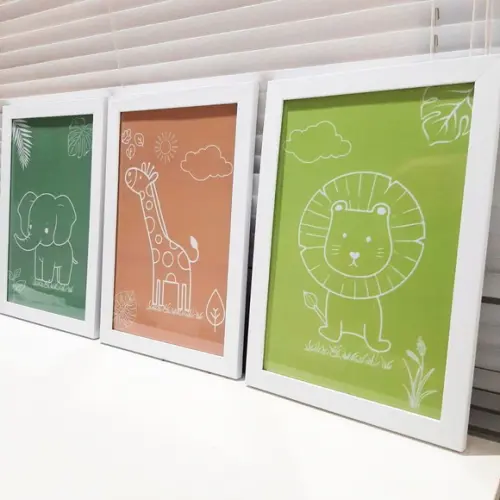 Quadro Decorativo Infantil Feminino e Masculino Safari 23x33