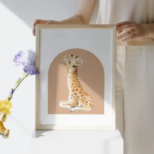 Quadro Decorativo Infantil Feminino Safari Moderno 23x33 cm
