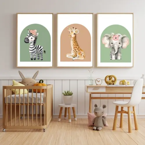 Quadro Decorativo Infantil Feminino Safari Moderno 23x33 cm