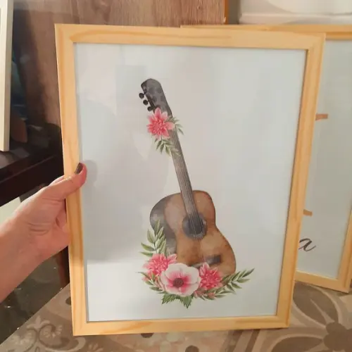 Quadro Decorativo Infantil Menina Aquarela Violão 33x43 cm