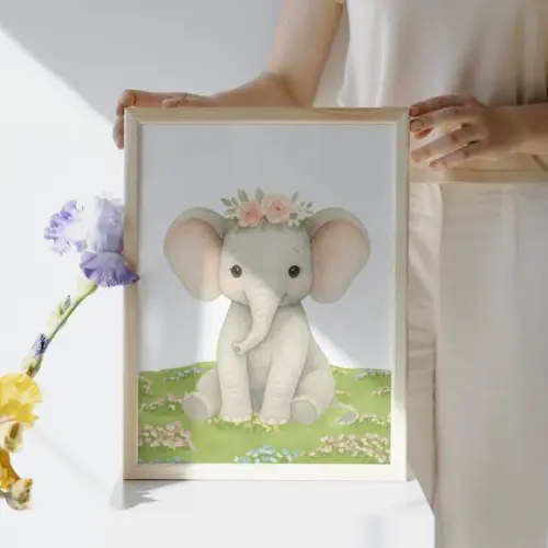 Quadro Decorativo Infantil Moldura e Vidro Feminino Safari