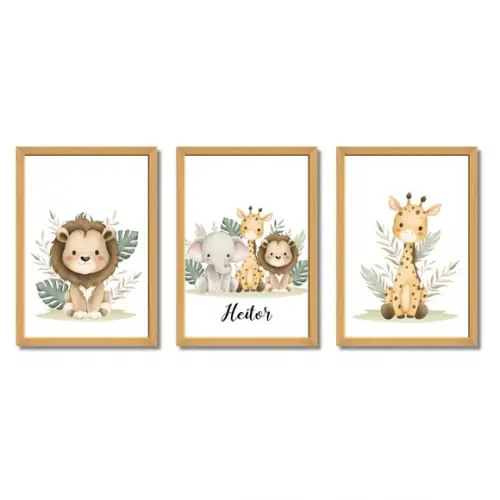 Quadro Decorativo Infantil Personalizado Safari Menino 33x43