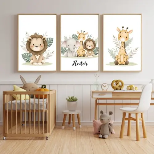 Quadro Decorativo Infantil Personalizado Safari Menino 33x43