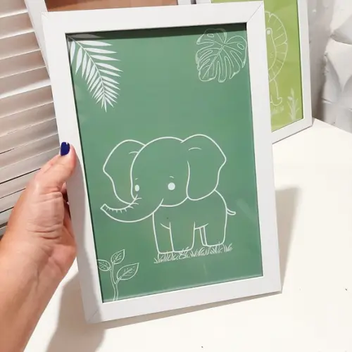 Quadro Decorativo Infantil Safari Minimalista Moldura 23x33