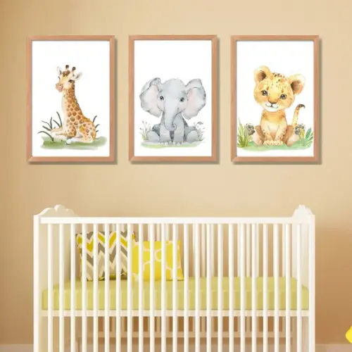 Quadro Decorativo Infantil Quarto de Menino Safari 33x43 cm