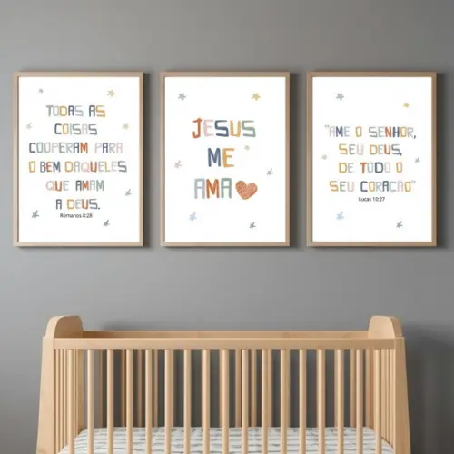 Quadro Decorativo Infantil Versículos Bíblicos Quarto Bebê