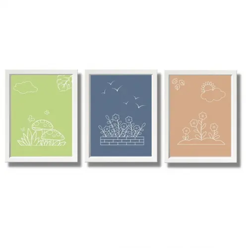 Quadro Decorativo para Quarto de Bebê Feminino Flores 23x33