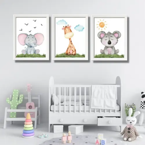 Quadro Decorativo para Quarto de Bebe Tema Safari 23x33 cm