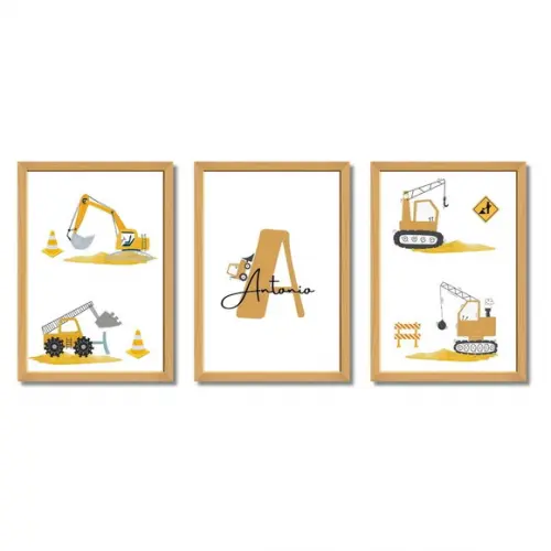 Quadro Decorativo para Quarto de Menino Personalizado Trator