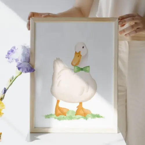 Quadro Decorativo Patinho Personalizado Menino com Vidro