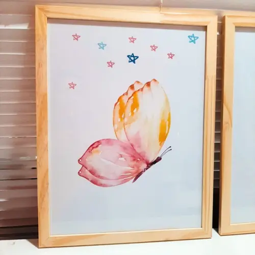 Quadro Decorativo Personalizado Menina Borboleta 33x43 cm