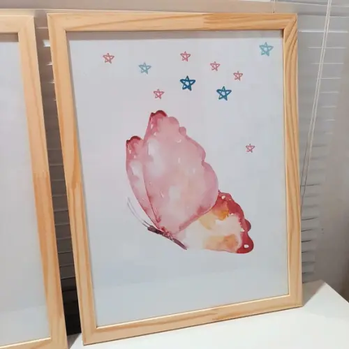 Quadro Decorativo Personalizado Menina Borboleta 33x43 cm
