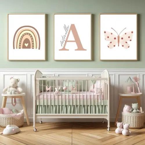 Quadro Decorativo Quarto de Menina Borboleta Arco Ires Nome