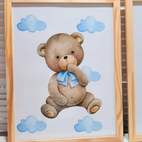 Quadro Decorativo Quarto Infantil Menino Urso Personalizado