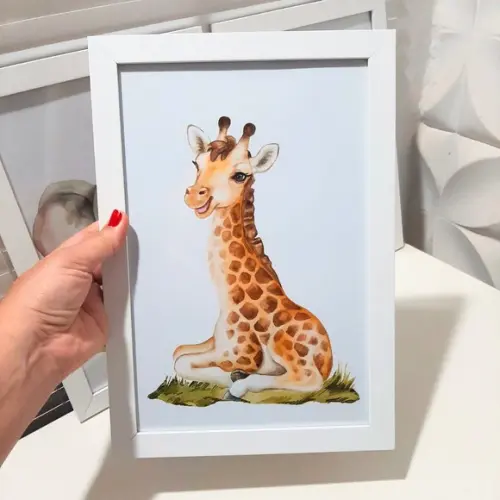 Quadro Decorativo Quarto Infantil Leão Aquarela 23x33 cm