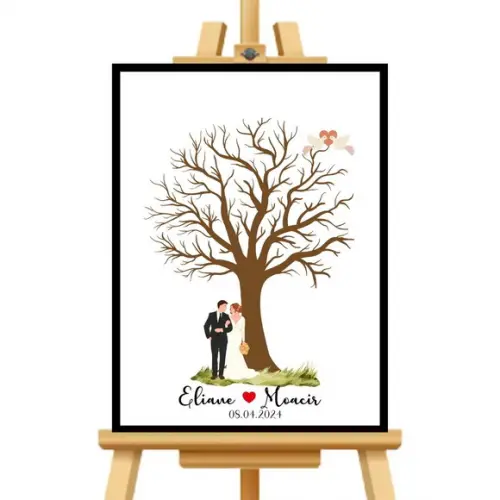 Quadro Digital para Casamento Moldura+vidro+carimbeira 33x43