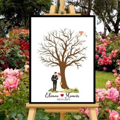 Quadro Digital para Casamento Moldura+vidro+carimbeira 33x43