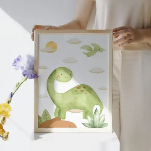 Quadro Dinossauro para Quarto Infantil Personalizado 23x33cm