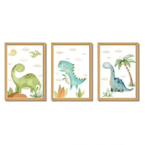 Quadro Dinossauro para Quarto Infantil Personalizado 23x33cm