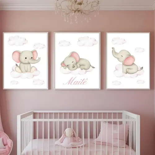 Quadro Elefante Personalizado com Moldura Madeira e Vidro