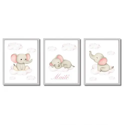 Quadro Elefante Personalizado com Moldura Madeira e Vidro