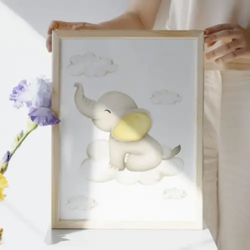 Quadro Elefantinho Quarto Bebê Menina e Menino Personalizado