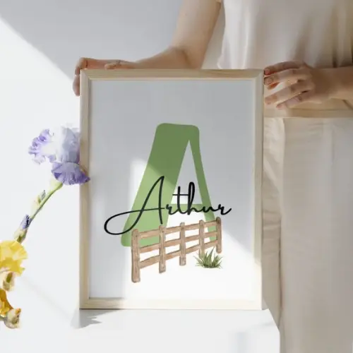 Quadro Fazendinha Baby com Nome do Bebê | Presente Criativo