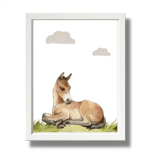 Quadro Fazendinha Personalizado Cavalo Vaca Quarto 23x33cm