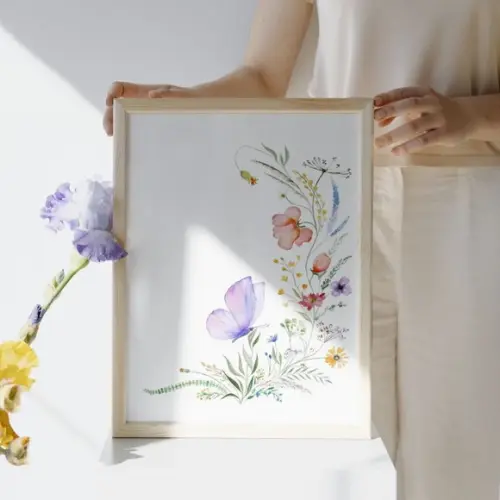 Quadro Floral Infantil com Nome da Criança Quarto de Menina