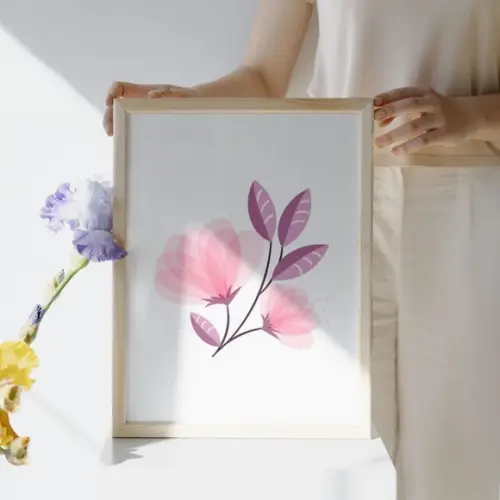 Quadro Floral Infantil Menina Personalizado com Vidro 33x43
