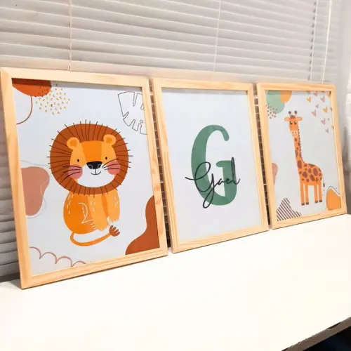 Quadro Grande Safari Quarto Infantil Masculino 33x43 cm