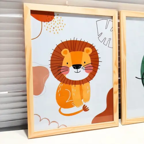 Quadro Grande Safari Quarto Infantil Masculino 33x43 cm
