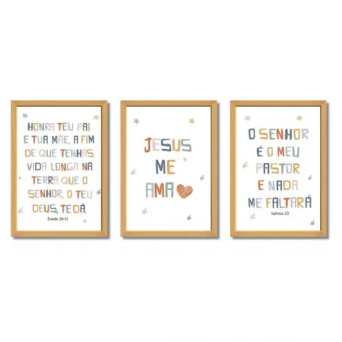 Quadro Infantil Bíblico Menino Menina Quarto Bebê com Vidro
