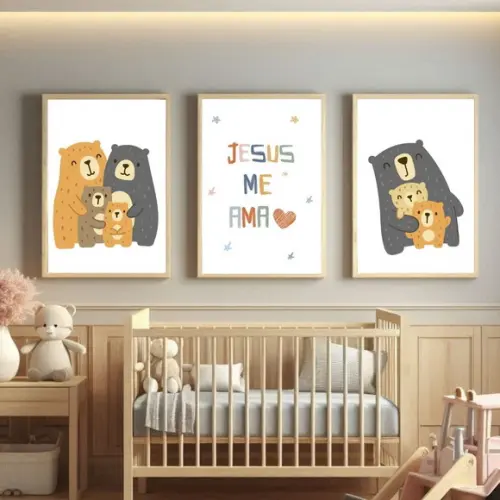 Quadro Infantil Bíblico para Decoração Quarto Bebê com Vidro
