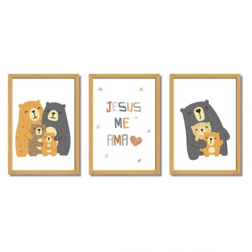 Quadro Infantil Bíblico para Decoração Quarto Bebê com Vidro