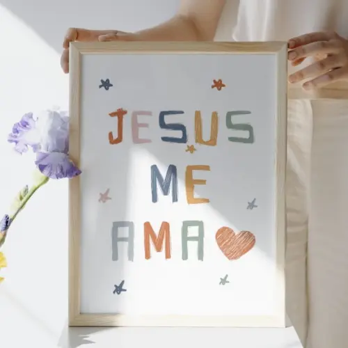 Quadro Infantil com Versículos Biblicos Moldura e Vidro