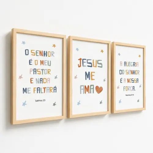 Quadro Infantil com Versículos Biblicos Moldura e Vidro