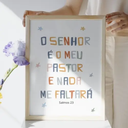Quadro Infantil com Versículos Biblicos Moldura e Vidro