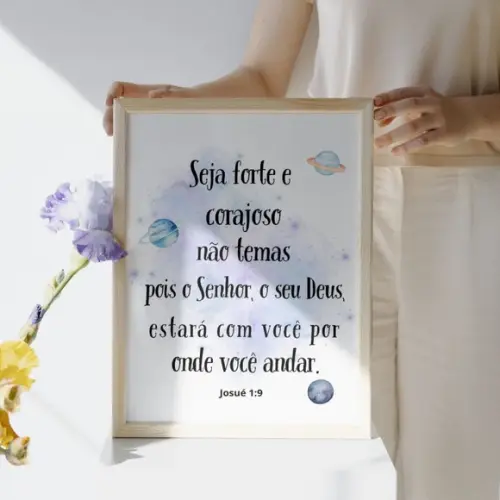 Quadro Infantil Decorativo com Frases Bíblicas C/vidro 23x33