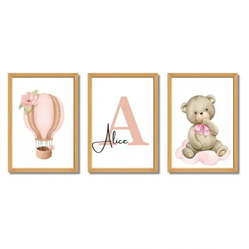 Quadro Infantil Decorativo Feminino Personalizado Ursinha